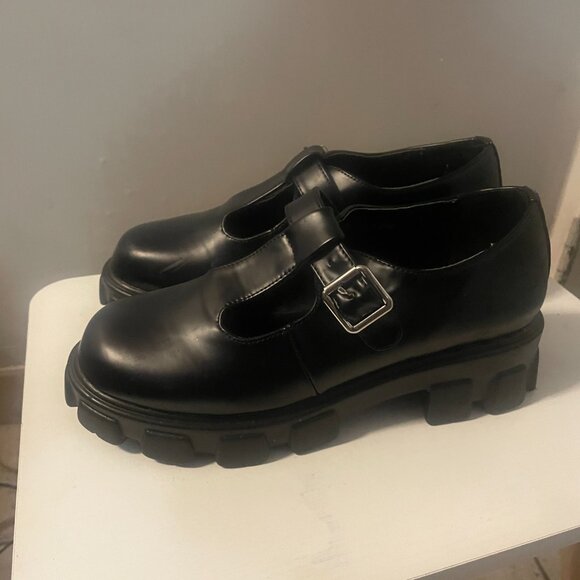Fashion Black Vegan Leather Platform Mary Jane Shoes - Men Size 7 (Woman's 9) - Picture 5 of 5